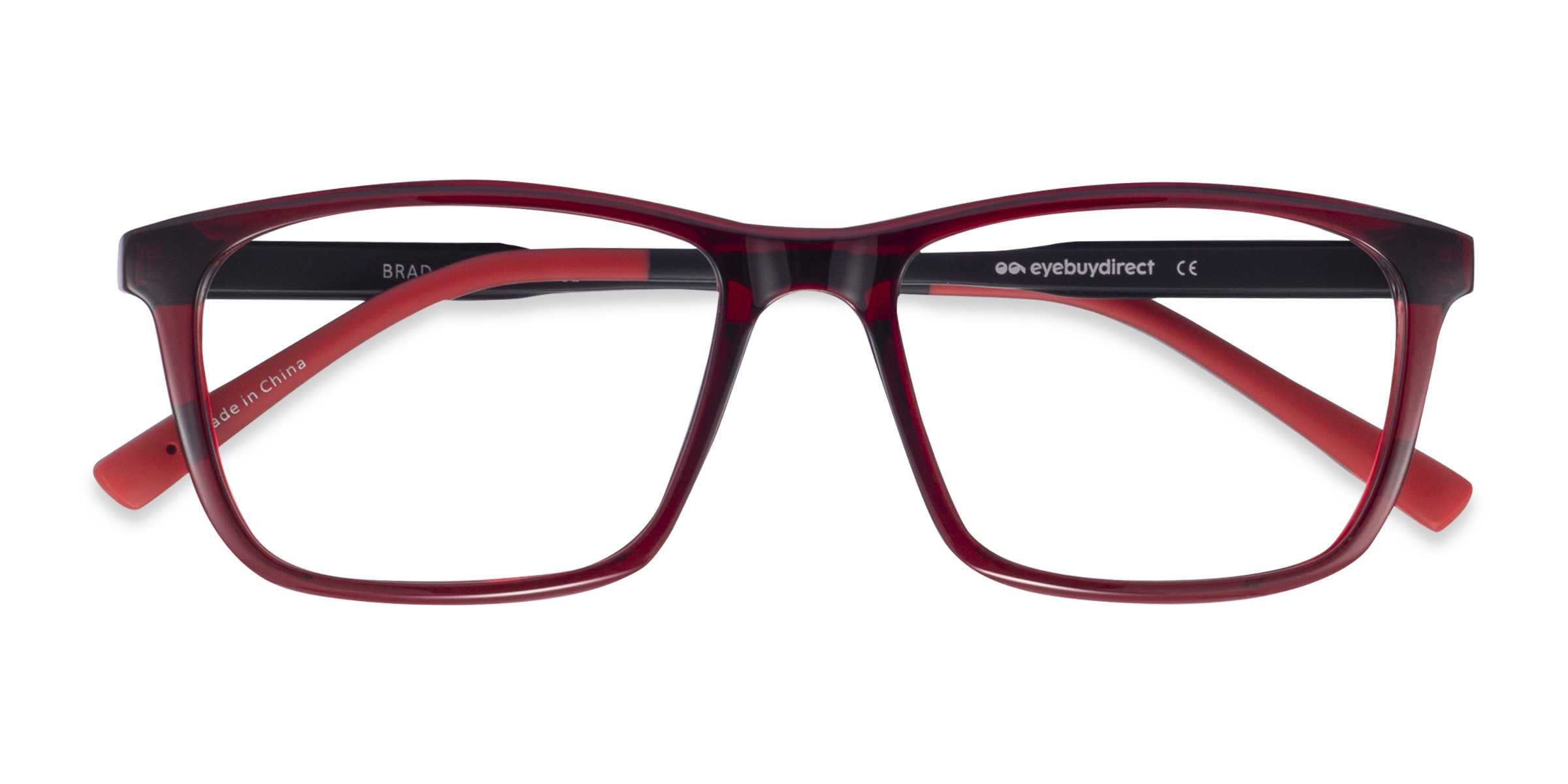 Clear Red Black Brad -  Plastique Lunettes de vue