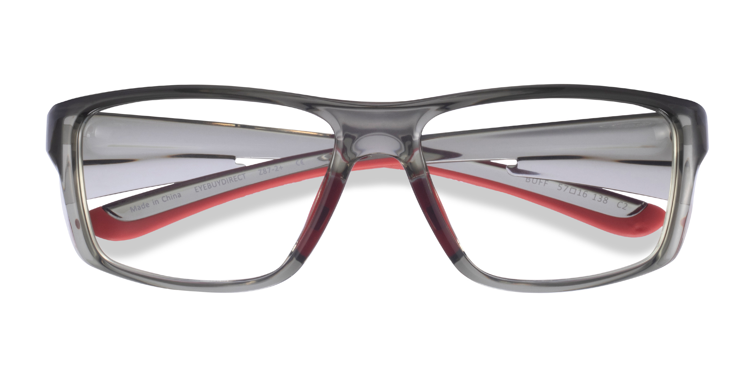 Clear Gray Red Buff -  Plastique Lunettes de vue