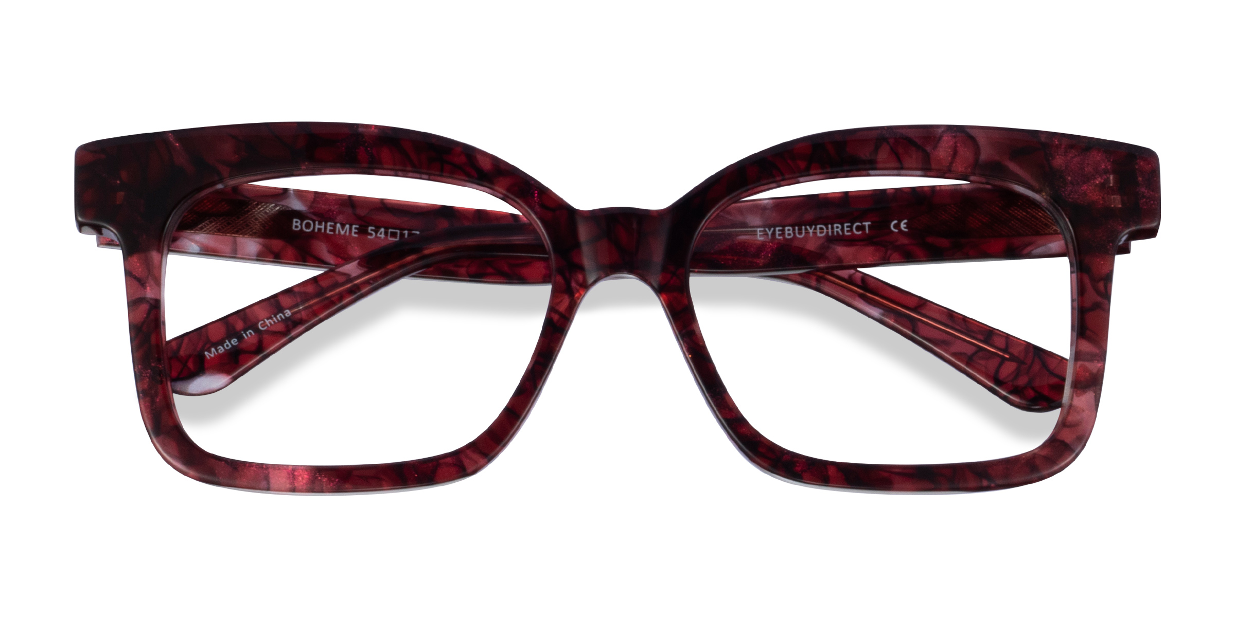 Shiny Red Floral Boheme - Acétate Lunettes de vue