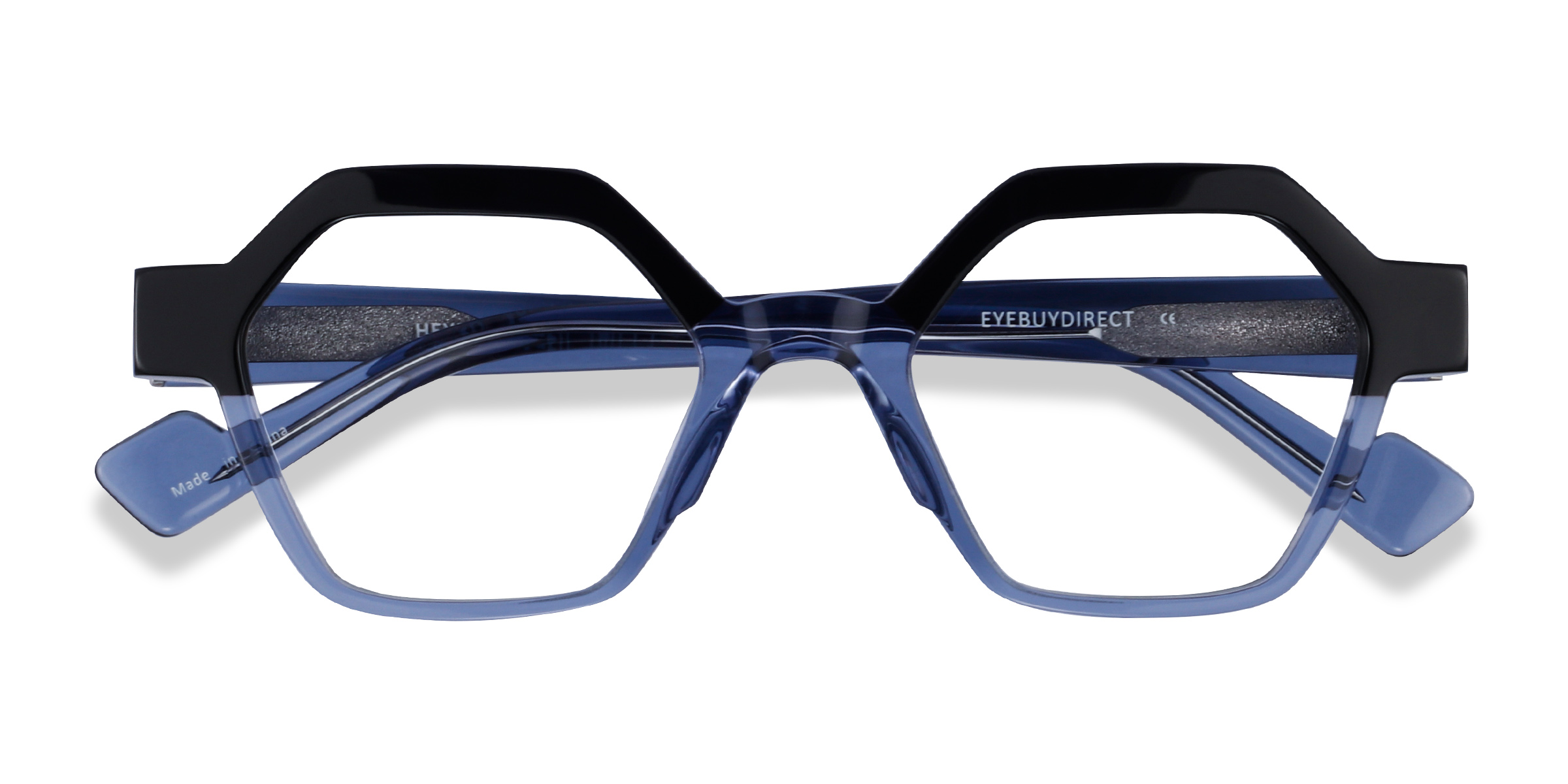Black Clear Blue Hexed -  Acétate Lunettes de vue