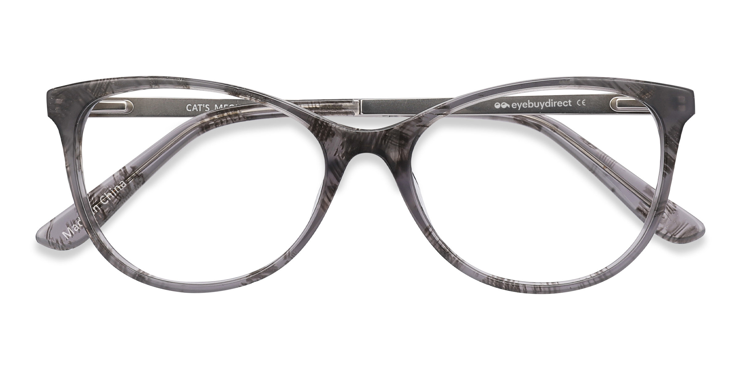 Gray Floral Cat's Meow -  Acetate-metal Eyeglasses