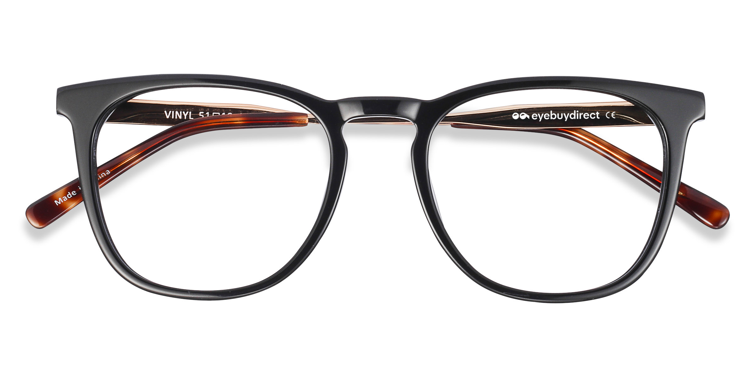 Black Vinyl -  Acetate-metal Eyeglasses
