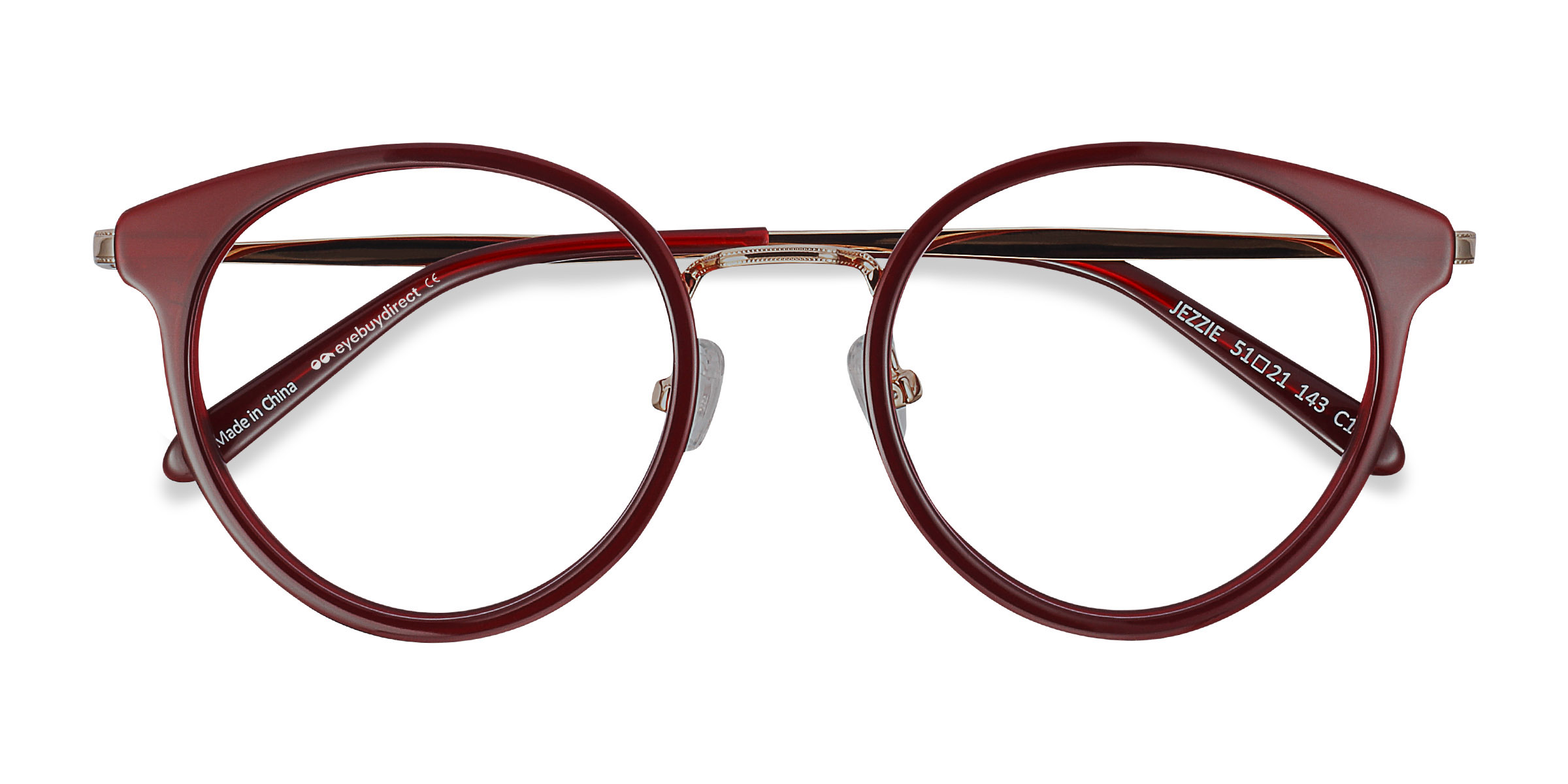 Burgundy & Gold Jezzie -  Acetate-metal Lunettes de vue