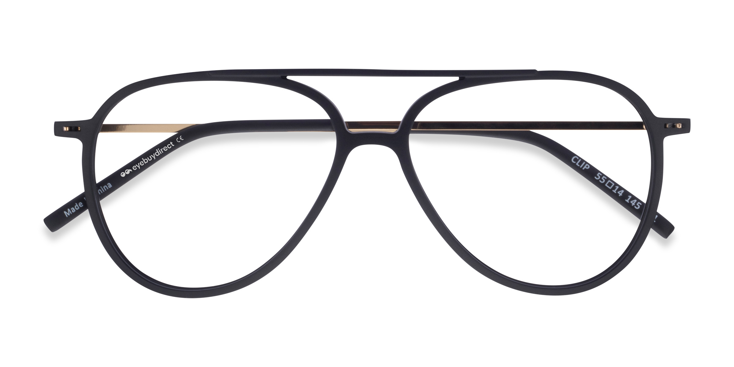 Matte Black & Gold Clip - Plastic-metal Lunettes de vue