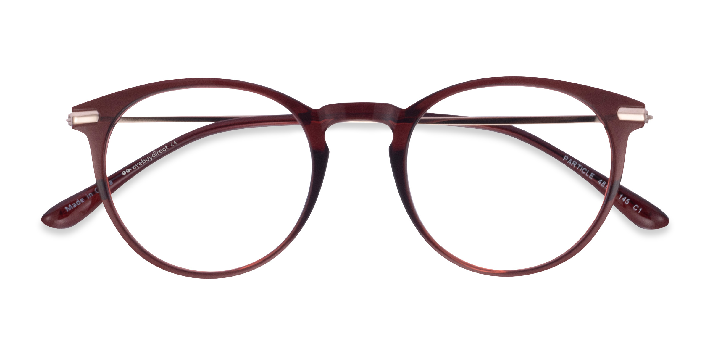 Clear Red & Rose Gold Particle -  Plastic-metal Eyeglasses