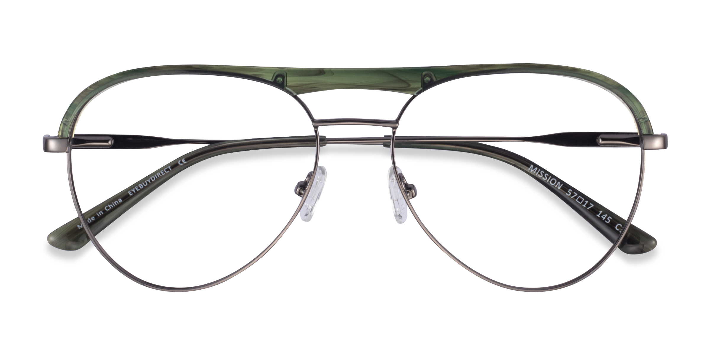 Green Striped & Gunmetal Mission -  Acetate-metal Lunettes de vue
