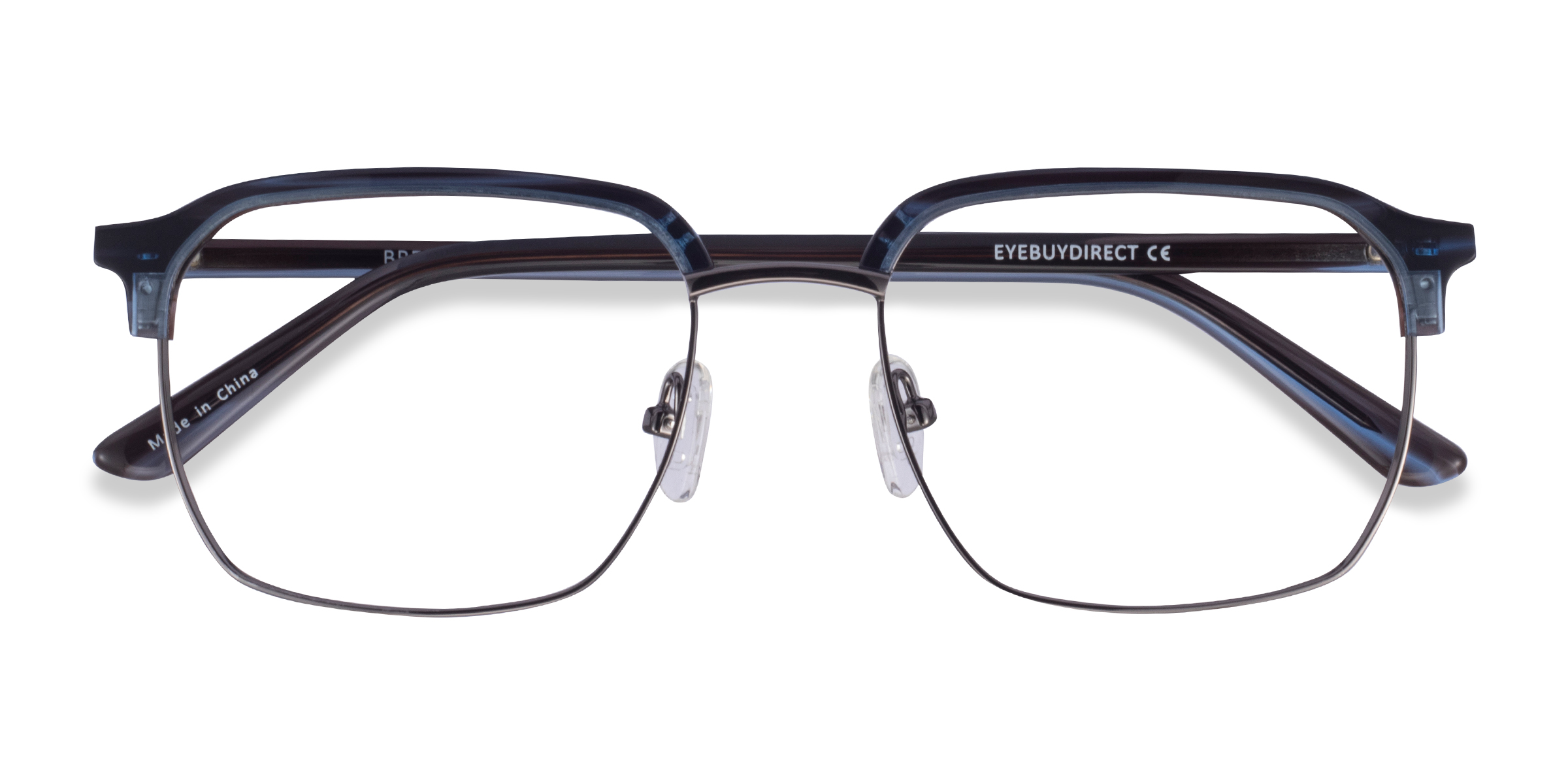 Blue Striped & Gunmetal Break -  Acetate-metal Lunettes de vue
