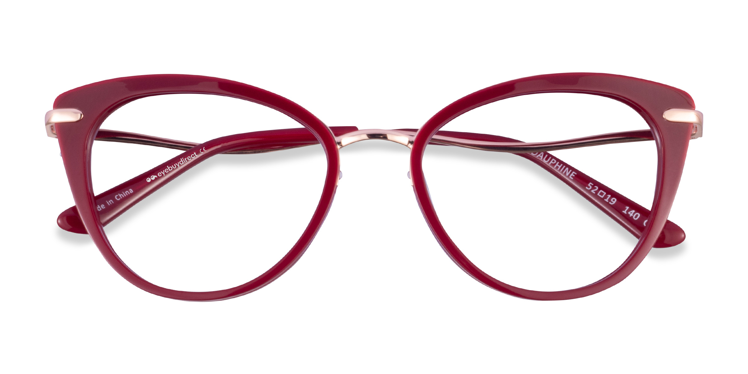 Burgundy Rose Gold Dauphine -  Acétate Lunettes de vue