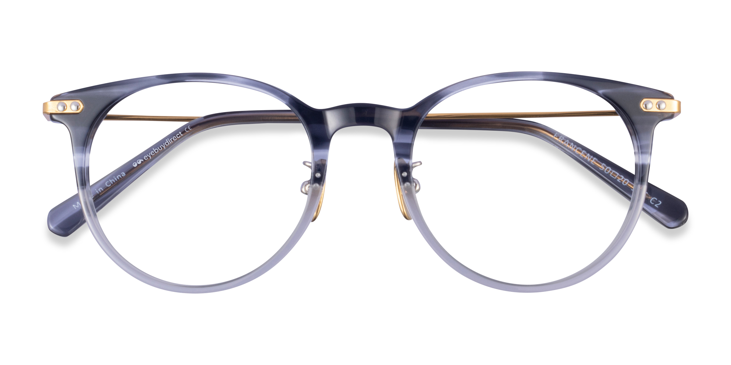 Gray Striped Gold Francene -  Acétate Lunettes de vue