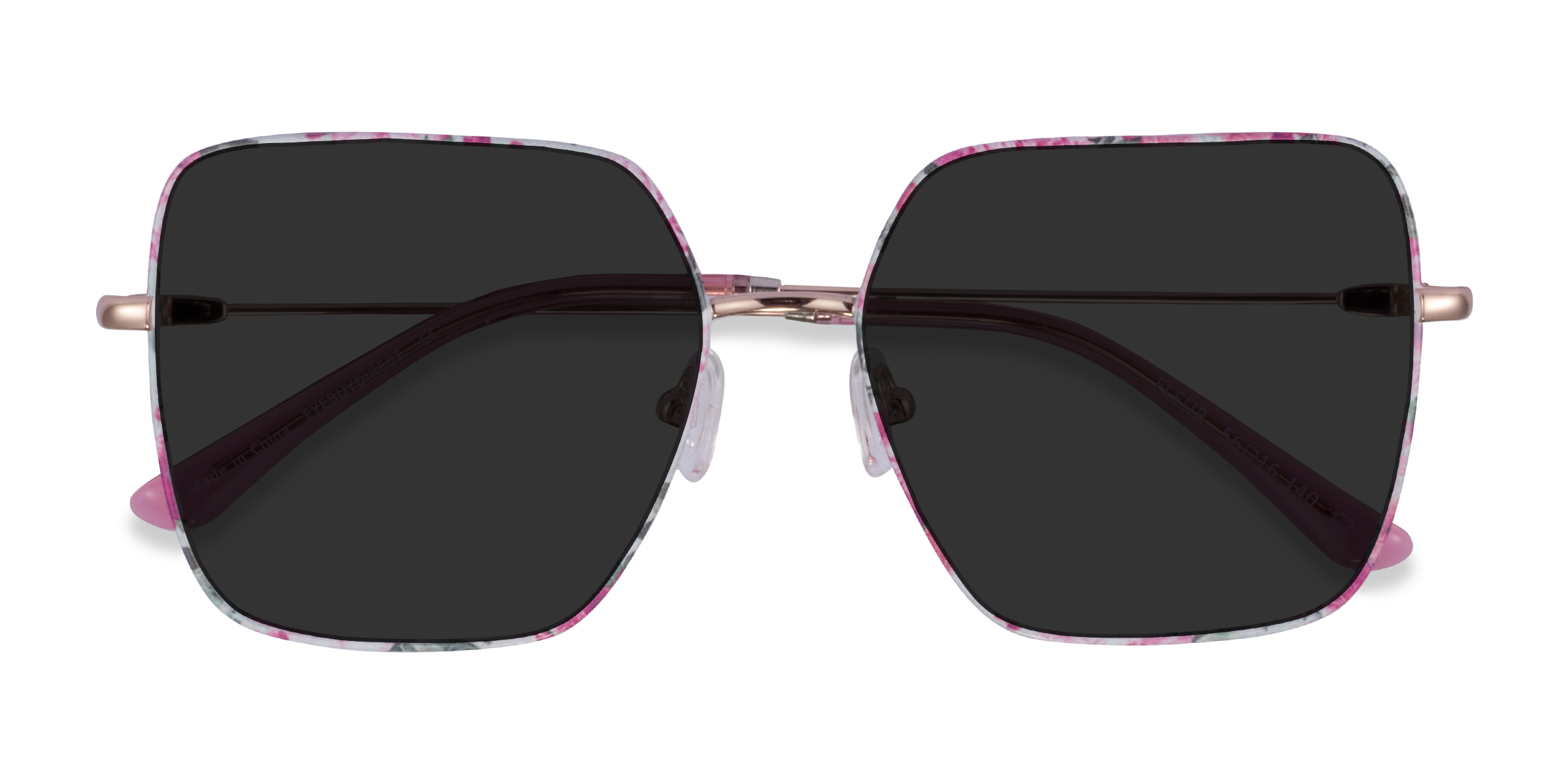 Shiny Rose Gold Red Floral Fleur -  Métal Lunettes de soleil