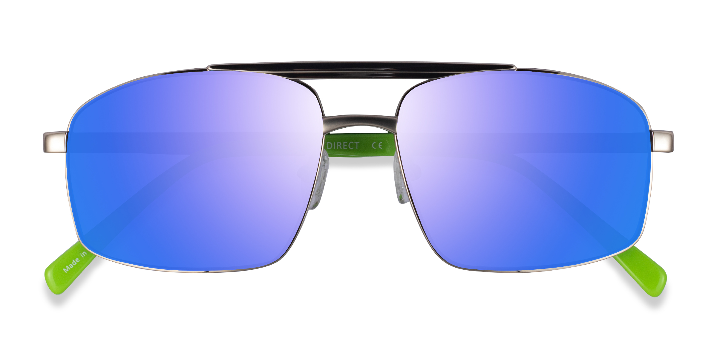 Silver Green Punt - Metal Sunglasses
