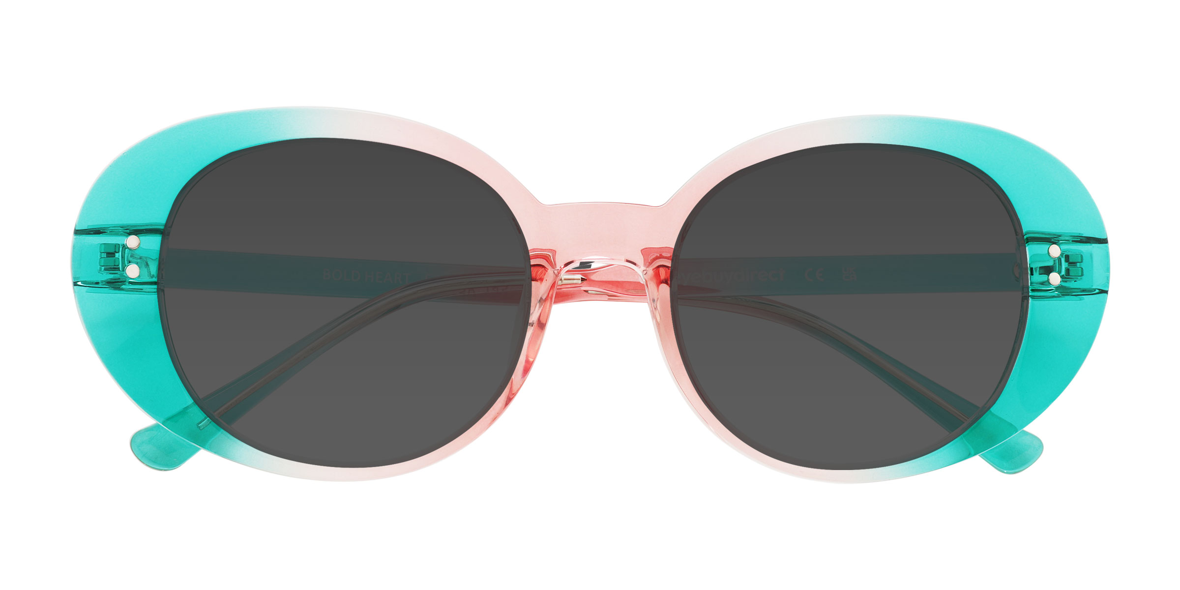 Rainbow Green Bold Heart -  Plastic Sunglasses