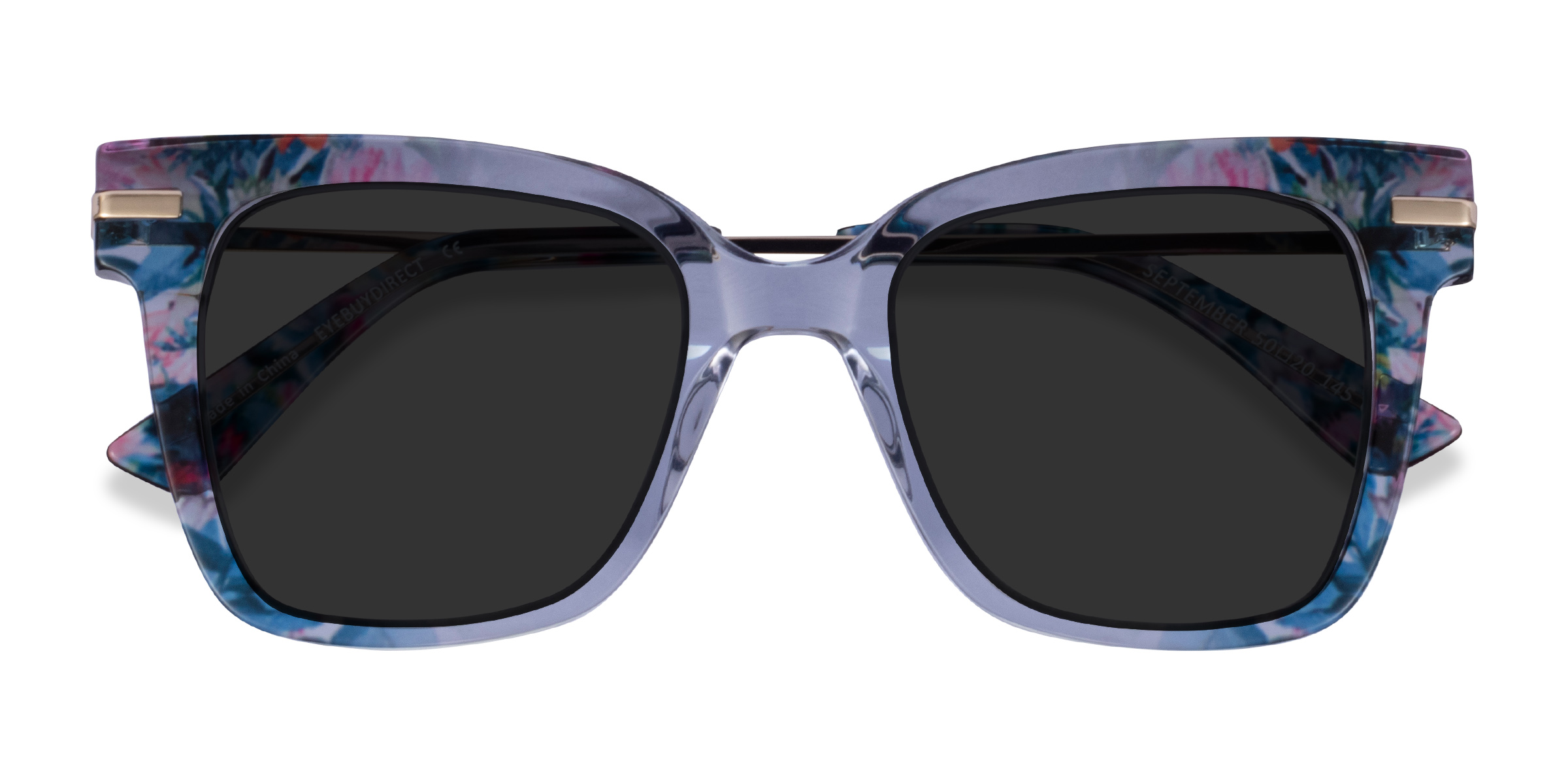 Clear Blue Floral Gold September -  Acétate Lunettes de soleil