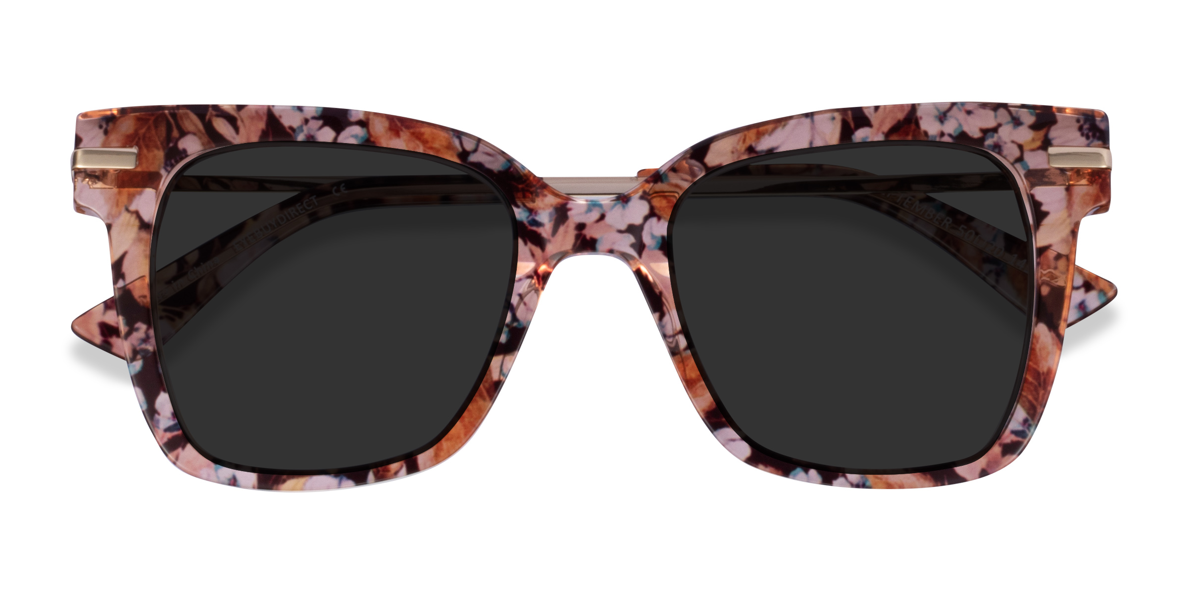 Brown Floral Gold September -  Metal Sunglasses