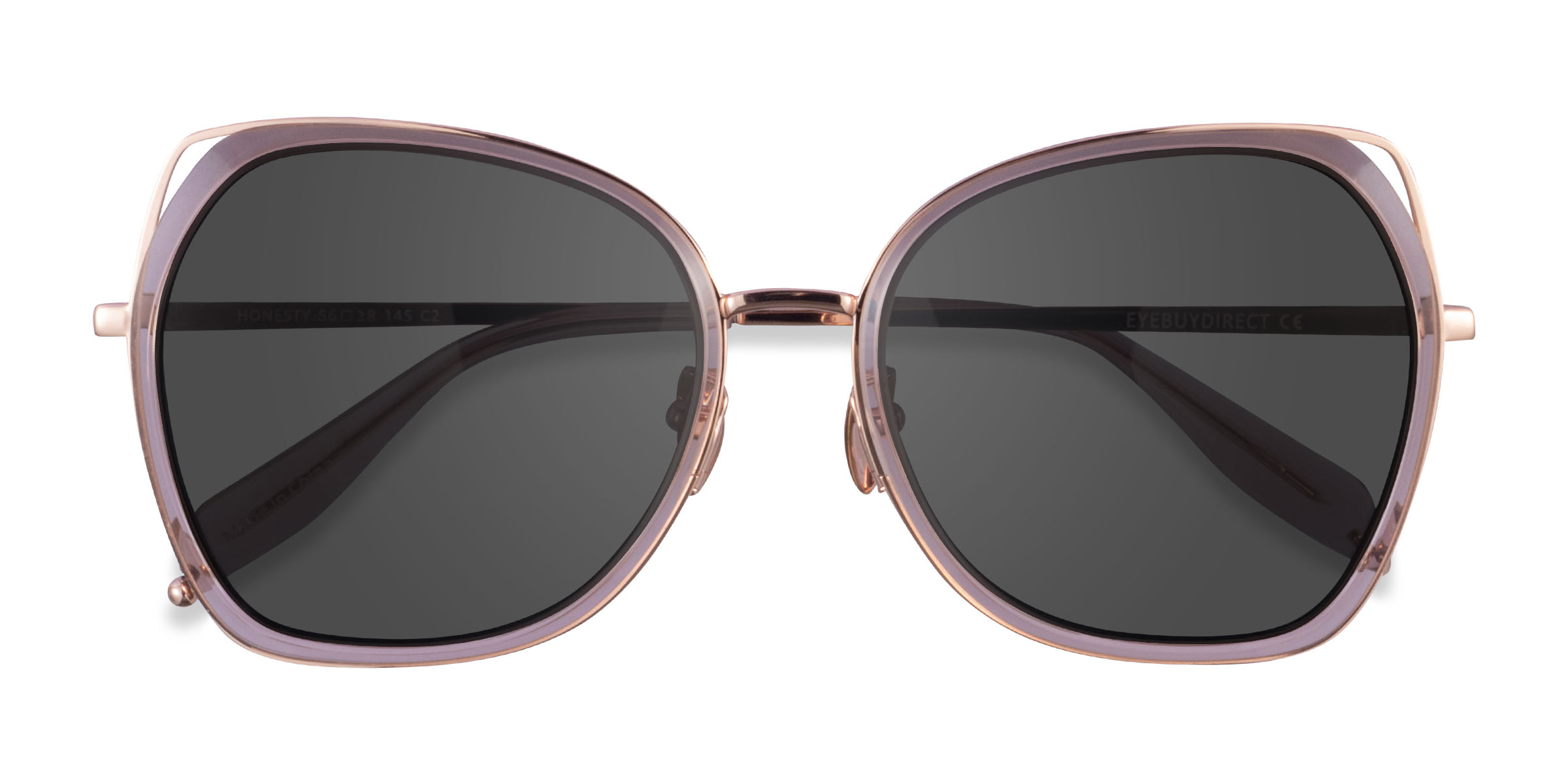 Clear Pink Rose Gold Honesty - Metal Sunglasses