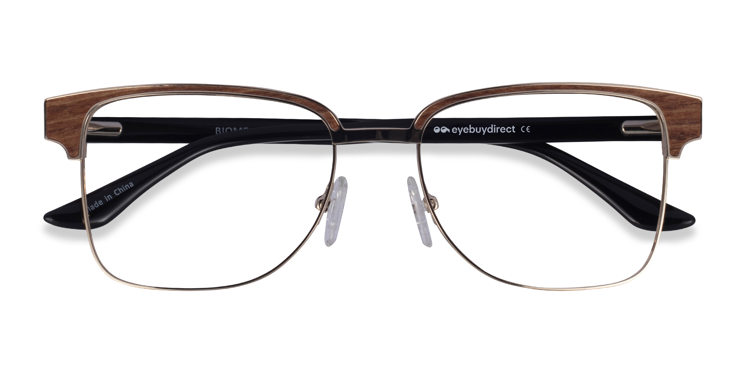 Gold, Black & Light Wood Biome -  Acetate Eyeglasses