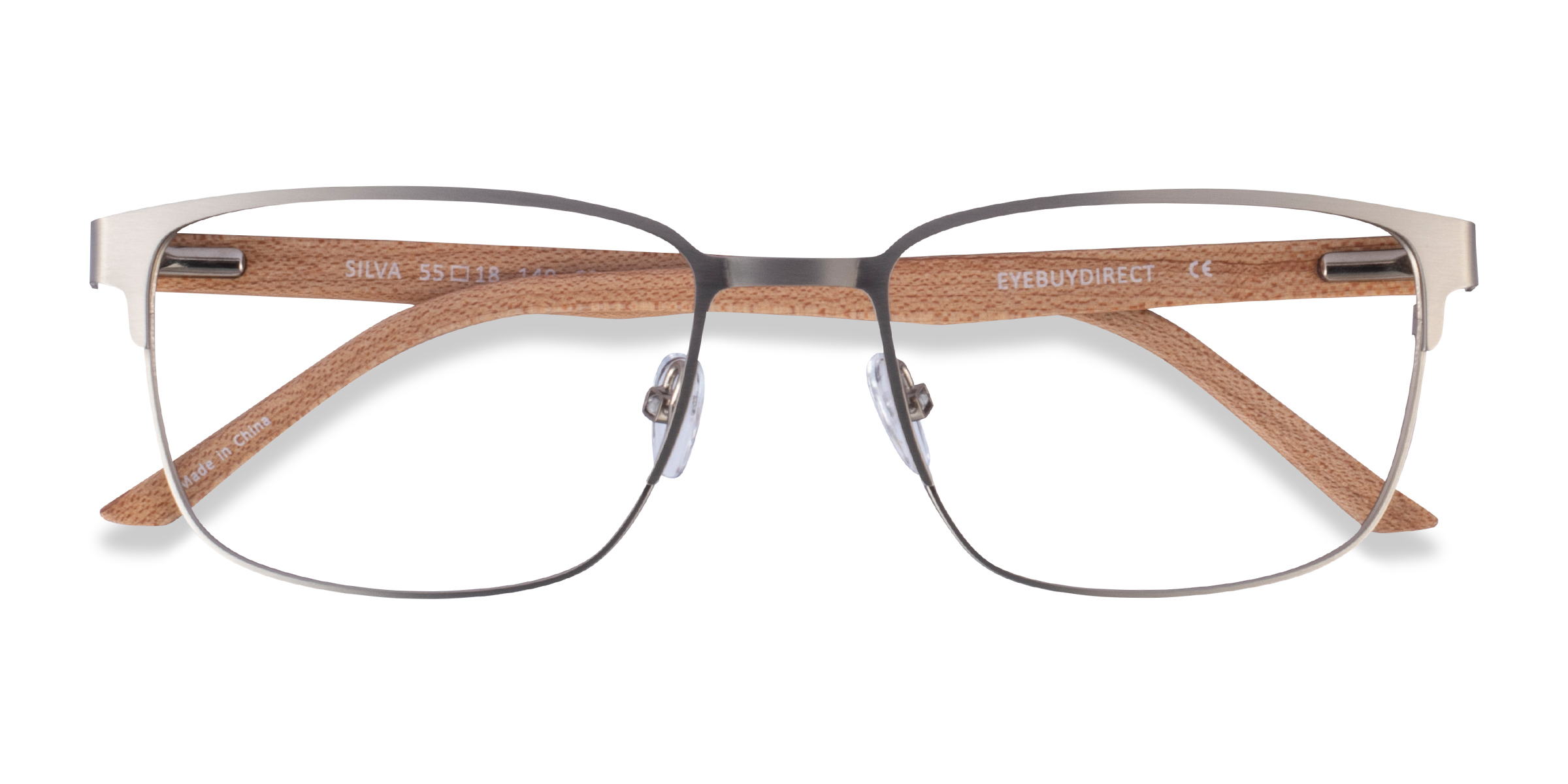 Matte Silver Silva - Wood-texture Lunettes de vue
